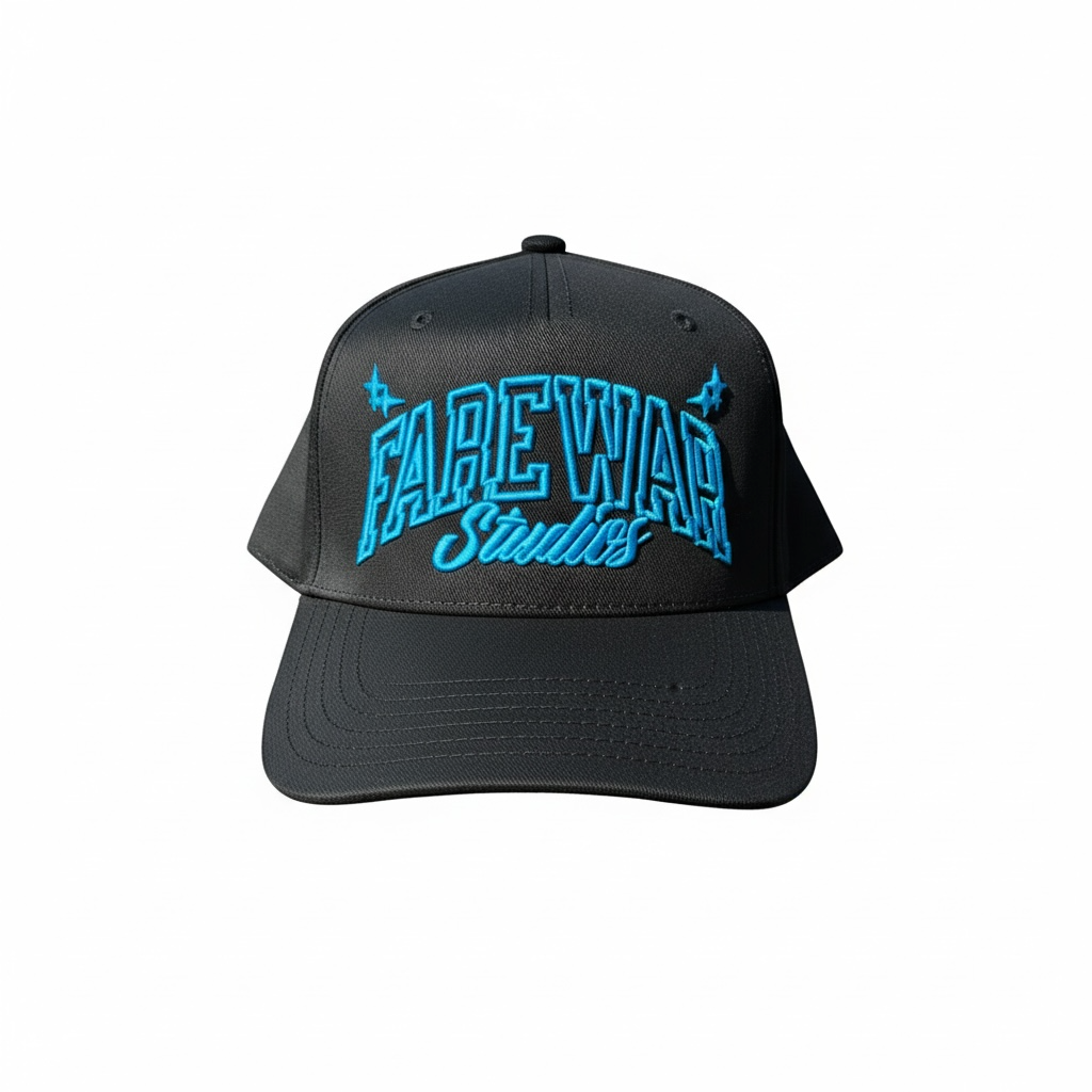 Black/Carolina Blue 3D Puff Embroidery