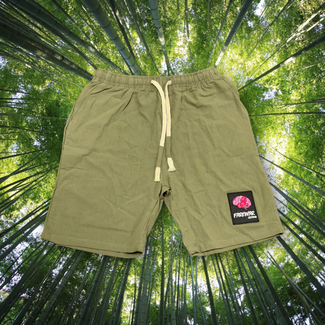 FareWar Kids Olive Green Logo Shorts